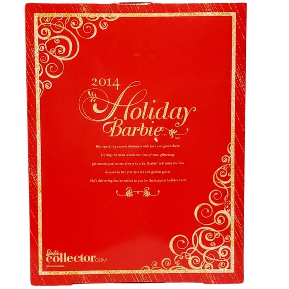 Holiday Barbie 2014 Barbie Collector BDH13 Original Box MINT Red/Gold Gown - Picture 2 of 7